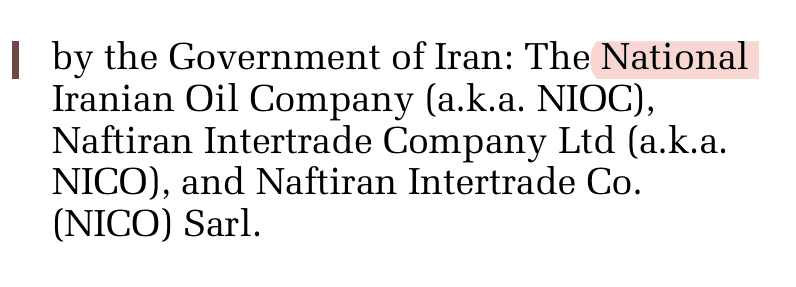 US government notice naming NATIONAL IRANIAN OIL COMPANY in the Federal Register, 73 FR 73788