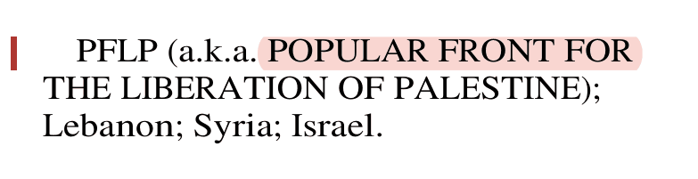 US government notice naming POPULAR FRONT FOR THE LIBERATION OF PALESTINE in the Federal Register, 60 FR 5084